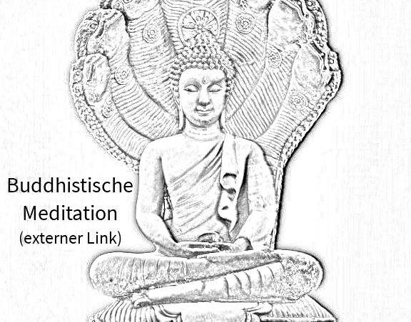 Zeichnung eines meditierenden Buddhas.